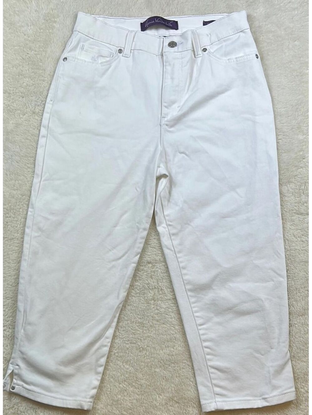 Gloria Vanderbilt Women’s White High-Rise Capri Pants Size 8 Relaxed Fit Cropped